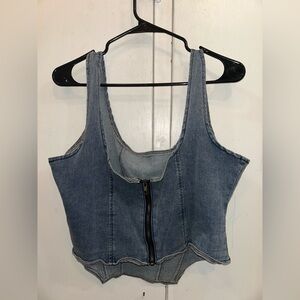 Denim Zip-Up Tank Top